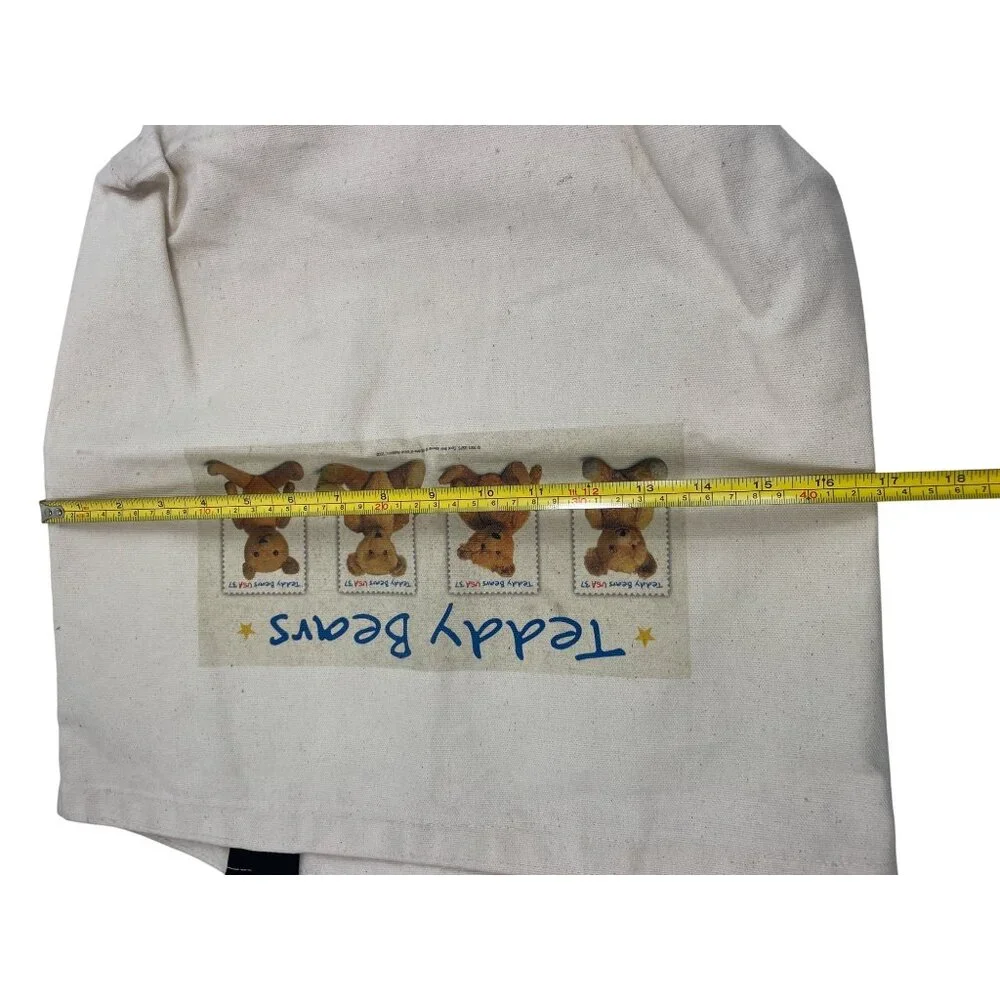 USPS Postage 2002 Stamps Teddy Bear Canvas Tote Bag - Picture 5 of 7